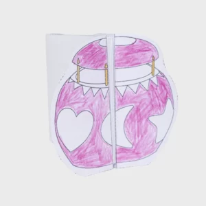 Gefaltetes Räbenlichtli-Leporello aus Papier mit rosa Bemalung als Vorlage für Kindergarten